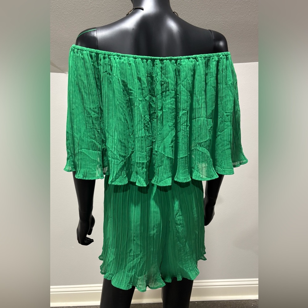Aaron & Amber green off the shoulder romper shorts excellent condition L large - Picture 7 of 11